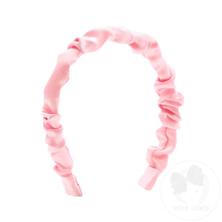 Crepe Satin Ruffled Headband - Light Pink