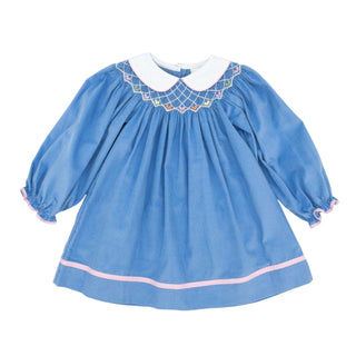 Billie Bishop Dress (Corduroy) with Hand-smocking - Hearts