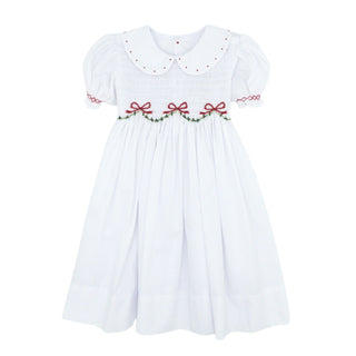 Cate Smocked Dress - Christmas Ribbons