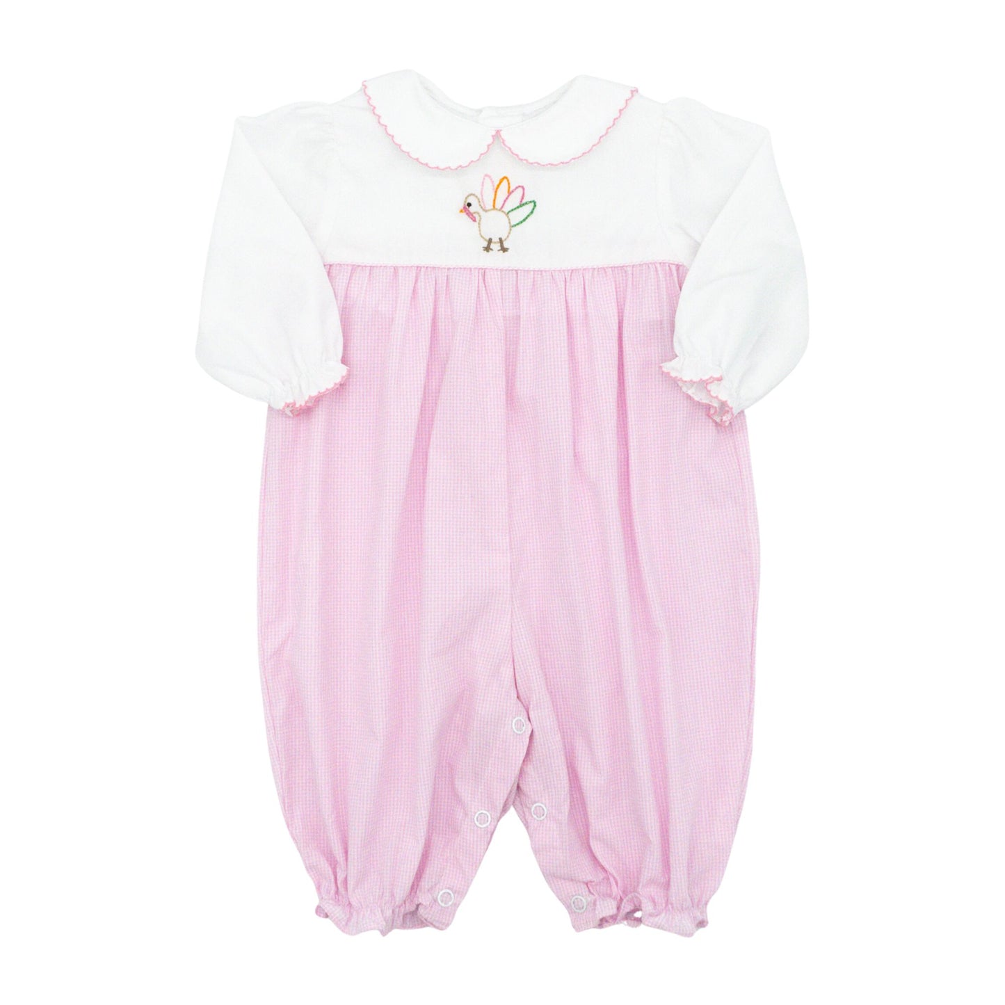 Girls Turkey Embroidered Romper