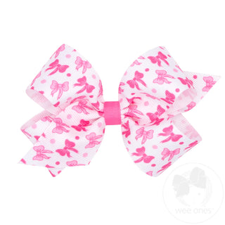 Printed Grosgrain Hair Bow - Pink Bows