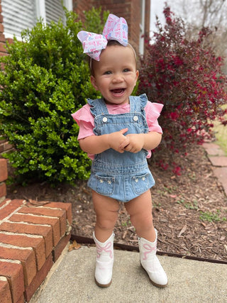 Printed Grosgrain Hair Bow - Boots and Bows