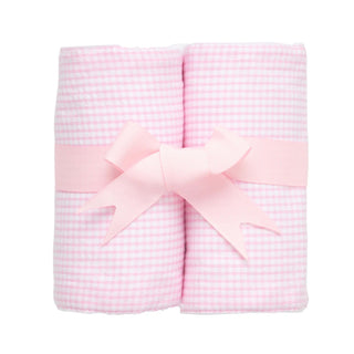 Double Fabric Burp Set - Small Pink Check