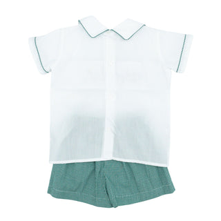 Boys Short Set with Hand-smocking - Christmas Train