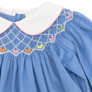 Billie Bishop Dress (Corduroy) with Hand-smocking - Hearts