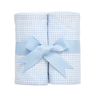 Double Fabric Burp Set - Small Blue Check