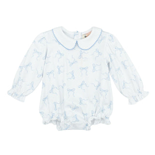 Girls Long-sleeve Collared Bubble - Blue Bows