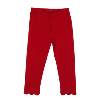 Basic Scalloped Leggings - Red