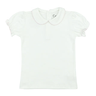 Girls Peter Pan Collared Blouse with Short-sleeves