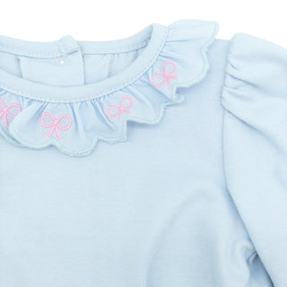 Girls Knit Bubble with Embroidered Scalloped Ruffle Collar