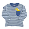 Backhoe on Steel Blue Stripe
