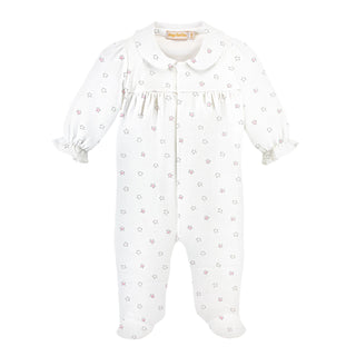 Pima Printed Footie with Collar - Pink Little Stars