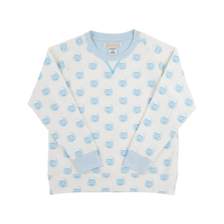 Cassidy Comfy Crewneck - Vintage Prep Pumpkin Pails with Buckhead Blue