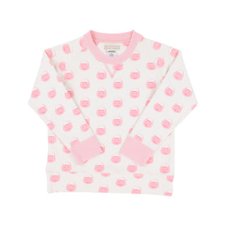Cassidy Comfy Crewneck - Vintage Prep Pumpkin Pails with Sandpearl Pink