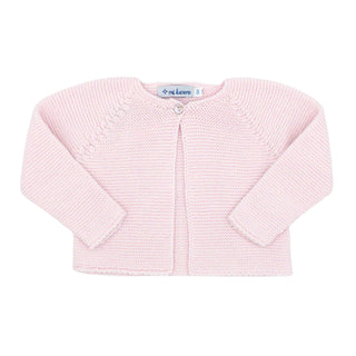 Single Button Cardigan with Garter Stitch - Pink