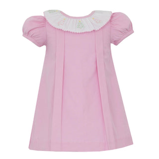 Girls Corduroy Float Dress with Christmas Tree Shadow Embroidery