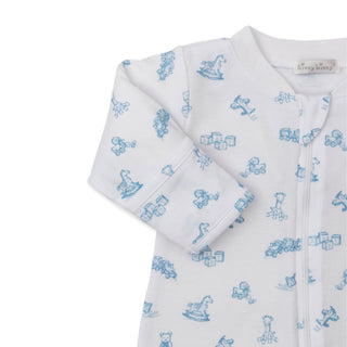 Printed Zipper Footie - Vintage Toy Treasures - Light Blue