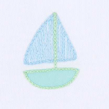 Sweet Sailing Embroidered Bib