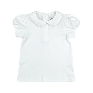 Girls Round Peter Pan Collar Shirt with Short-sleeves