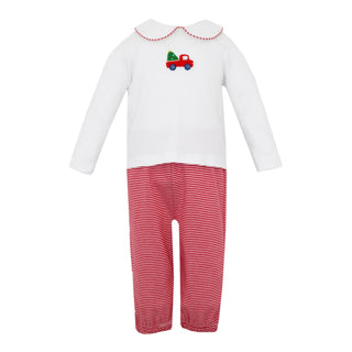 Boys Knit Pant Set with Crochet Christmas Truck