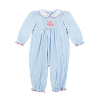 Girls Knit Sylvie Long Romper with Hand-smocking - Gingerbread House