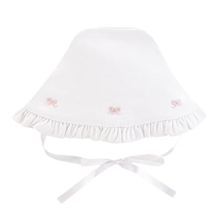 Pima Ruffle Bonnet with Hand-embroidery - Little Bows