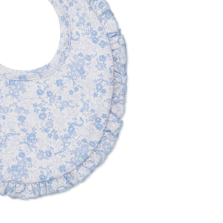 Printed Bib - Old English Roses Blue - FINAL SALE
