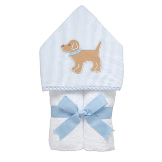 Everykid Hooded Towel - Blue Puppy Applique