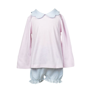 Girls Pima Knit Scallop Bloomer Set