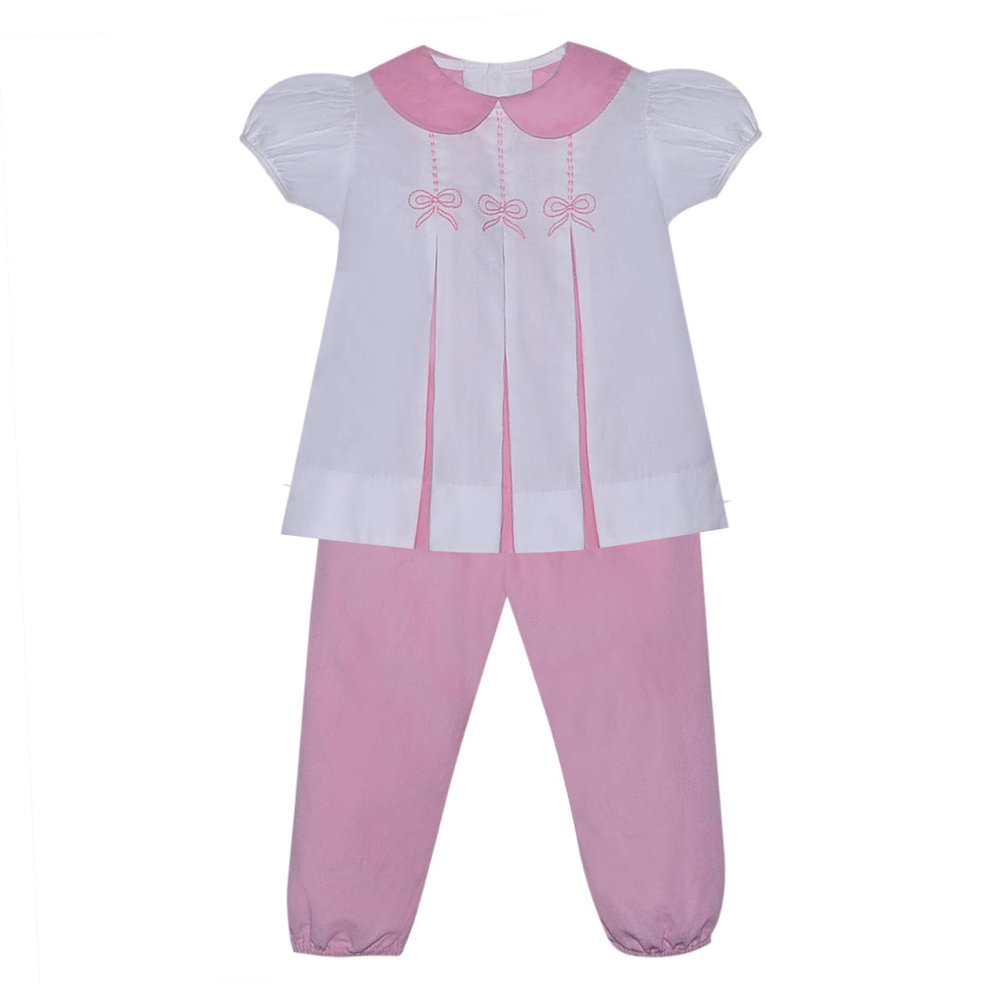 Reese Long Bloomer Set with Bow Embroidery - FINAL SALE