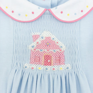 Girls Knit Sylvie Long Romper with Hand-smocking - Gingerbread House
