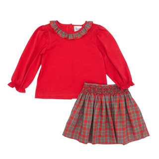 Knit Blouse and Plaid Skirt with Hand-smocking - Geometrics and Pearls