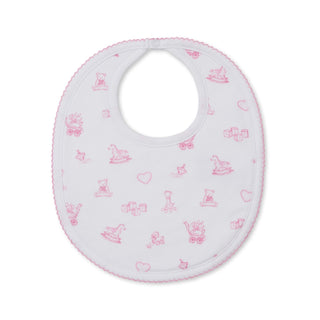 Printed Bib - Vintage Toy Treasures - Light Pink