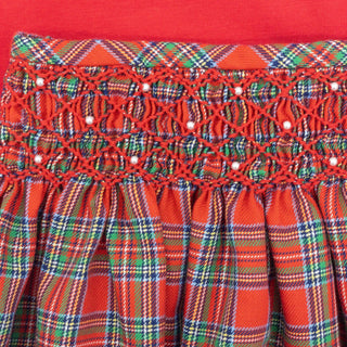 Knit Blouse and Plaid Skirt with Hand-smocking - Geometrics and Pearls