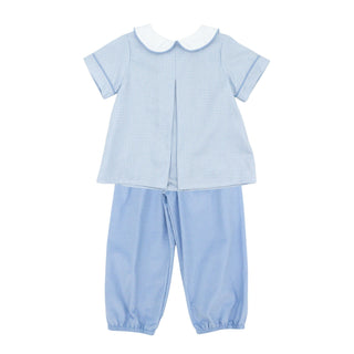 Andrew Gathered Pant Set - Blue Gingham