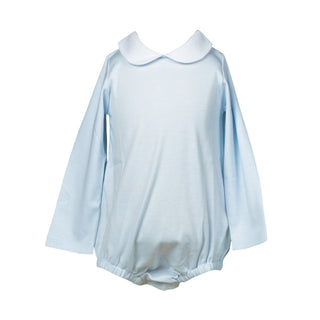 Boys Pima Knit Collared Long-sleeve Bubble - Light Blue Stripe