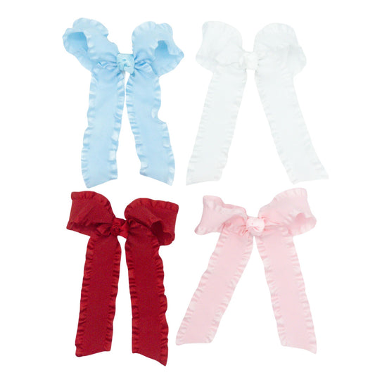 Double Ruffle Hair Bow With Tails