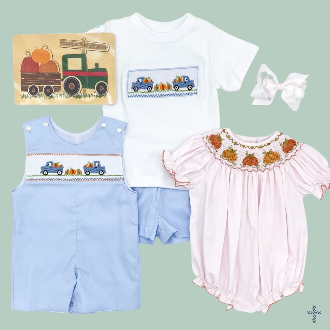 Tom Pumpkin Smocked Short Set