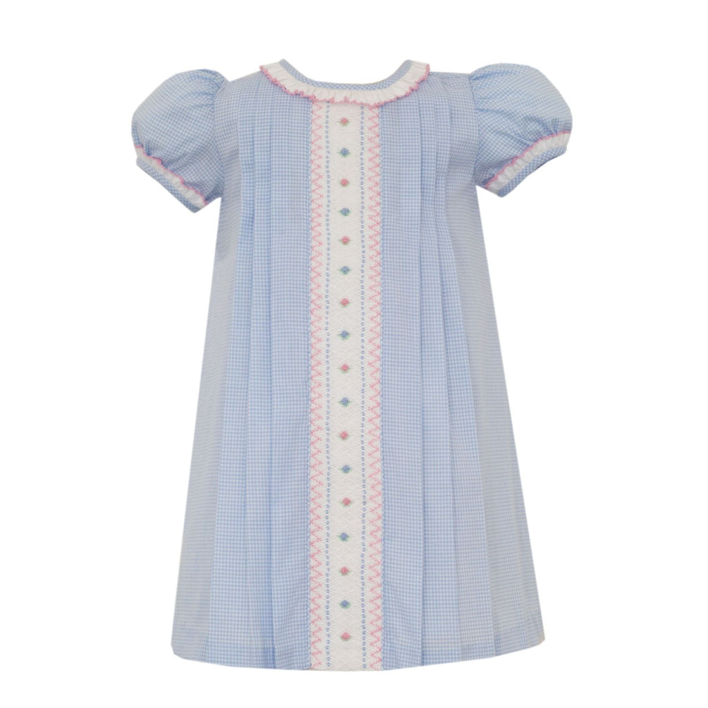anavini christmas dress Alexandra Smocked Float Light Blue Floral Mini Soft pink hue that Size:US size 6 499_blowout