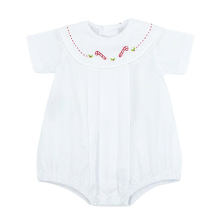 Boys Bailey Bubble with Hand-embroidery - Candy Canes