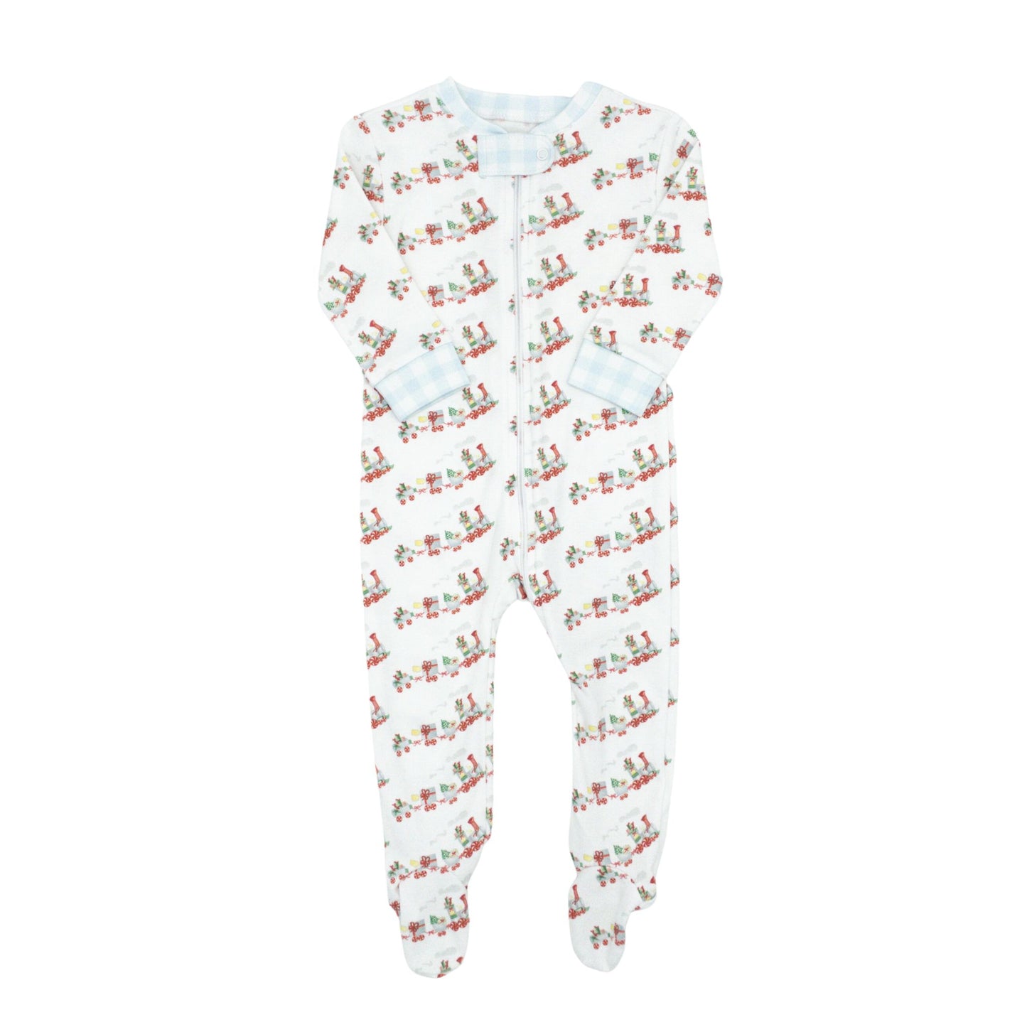 Boy's Knit Christmas Train Zip-up Jammies