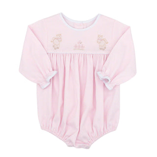 Girls Pique Long-sleeve Bubble with Hand-embroidery - Horses
