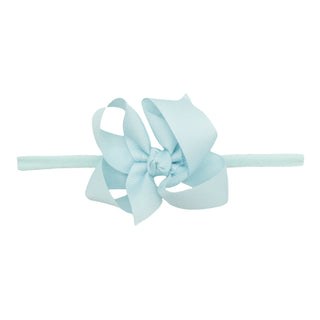 1/4" Nylon Headband with Grosgrain Hair Bow - Powder Blue