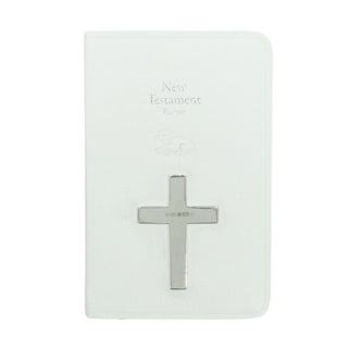 New Testament Bible with Sterling Silver Cross Inlay