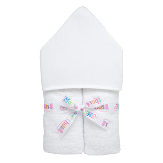 Everykid Hooded Towel - White Seersucker Stripe