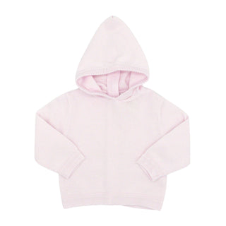Back-zip Hooded Cardigan Sweater - Pink