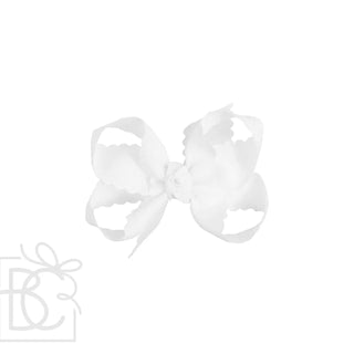 Scalloped Edge Hair Bow - White