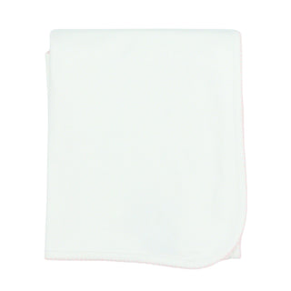 Pima Knit Blanket with Picot Trim - White with Pink
