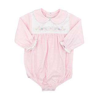 Girls Knit Collared Bubble with Hand-embroidery - Bow