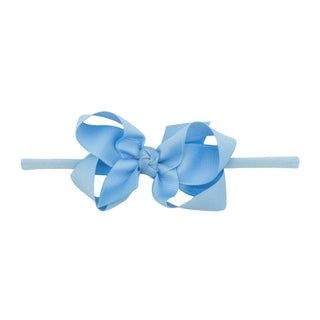 1/4" Nylon Headband with Grosgrain Hair Bow - Millennium Blue